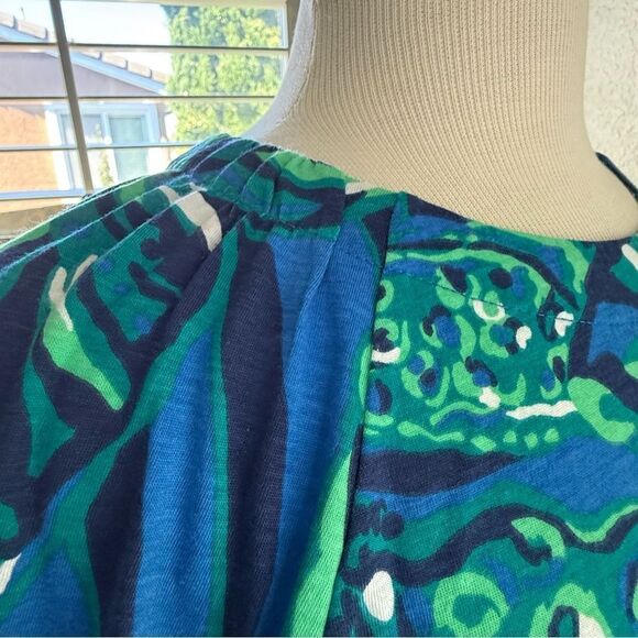 NWT Lilly Pulitzer Elianna Indigo Breeze 3/4 Sleeve T-Shirt Dress Cotton Small - Picture 11 of 16